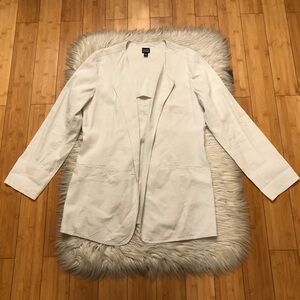 Eileen Fisher Linen Blend Open Front Minimalist Cream White Blazer Jacket size M